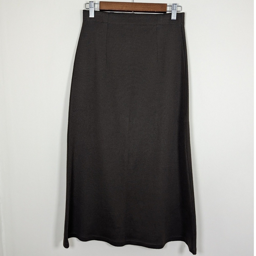 Emma James Petite Brown Knit Maxi Skirt Wool Blend Size PL Pull On A-Line